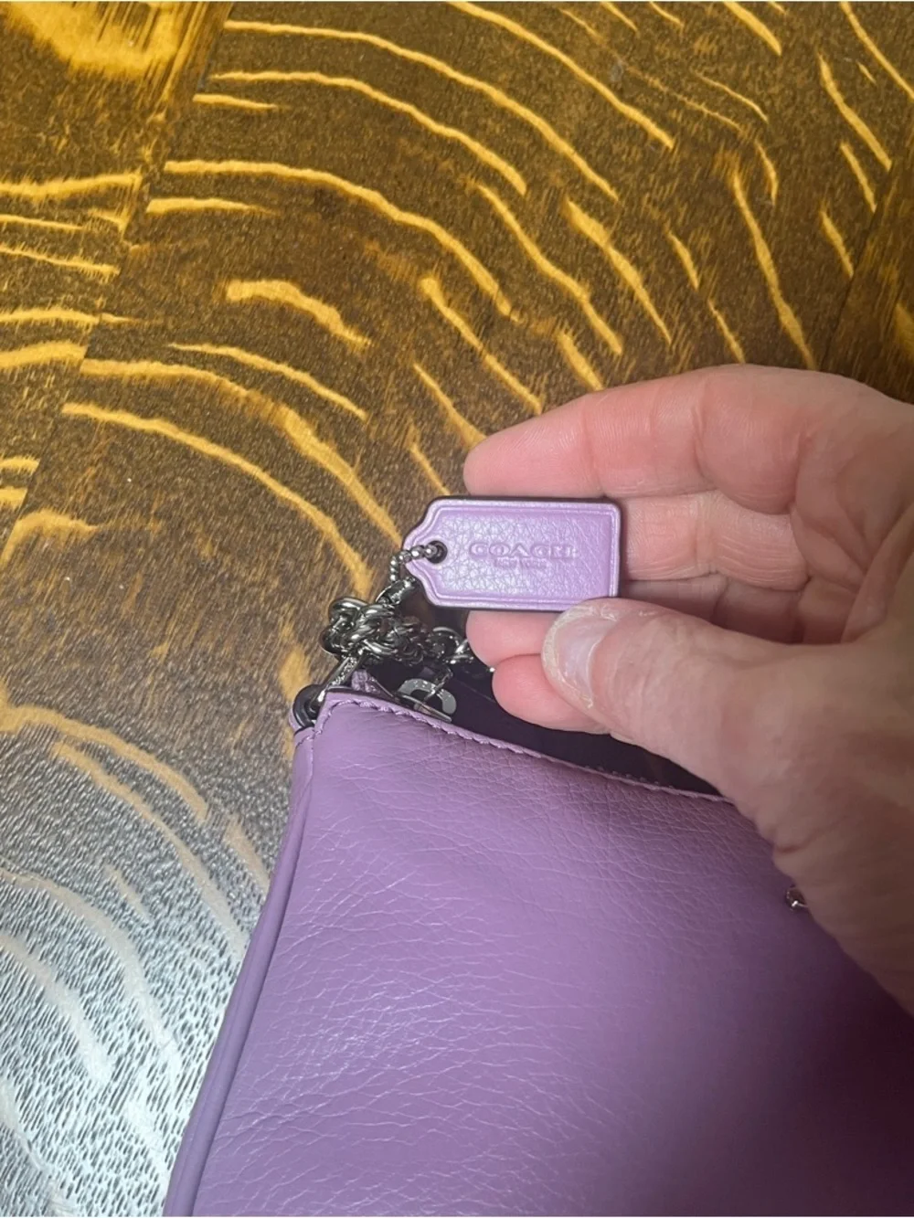 Coach Purple Pebbled Leather Nolita Silver Chain Small Shoulder Bag
